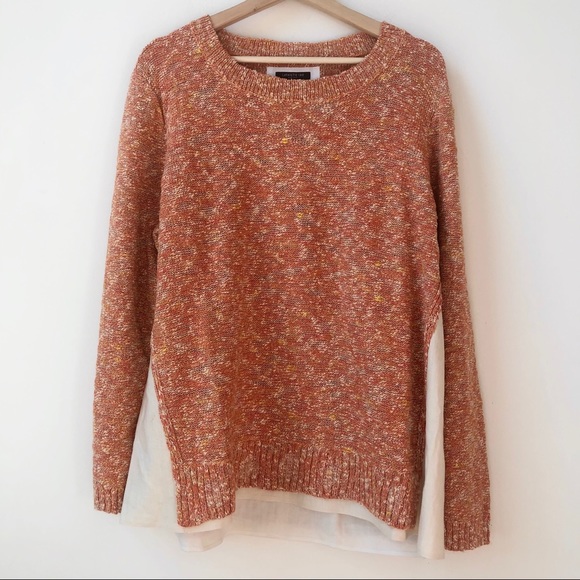 Lafayette 148 New York Sweaters - Lafayette 148 NY Orange Knit Sweater Linen Sides